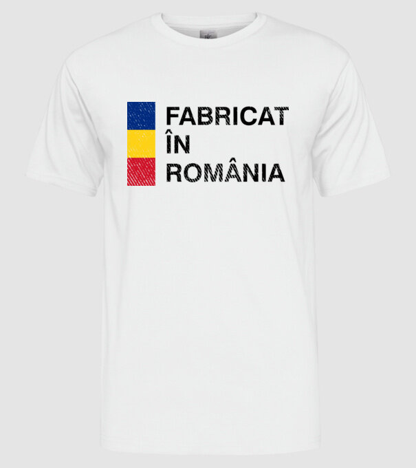 Fabricat în România model alb pe tricou