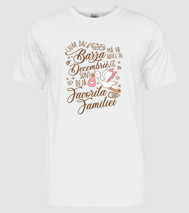 Favorita familiei DECEMBRIE model alb pe tricou