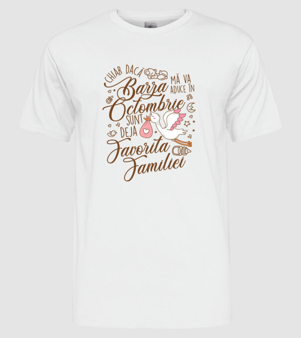 Favorita familiei OCTOMBRIE model alb pe tricou