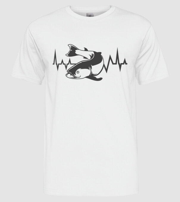 Fish model alb pe tricou