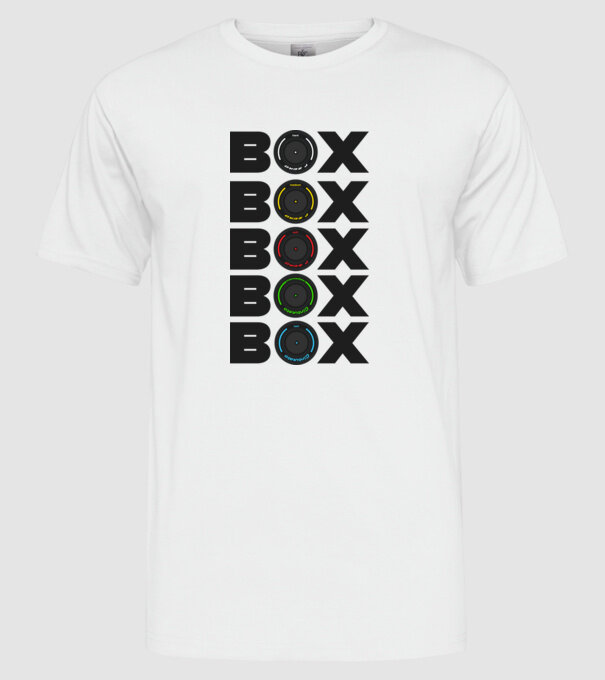Forma1 box model alb pe tricou