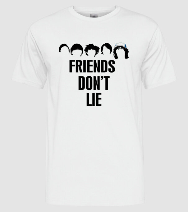 friends dont lie stranger things model alb pe tricou