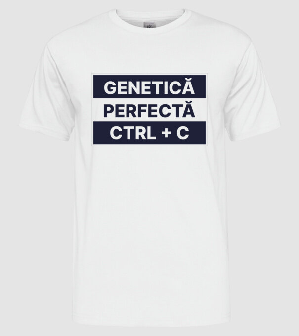 Genetică perfectă CTRL + V model alb pe tricou
