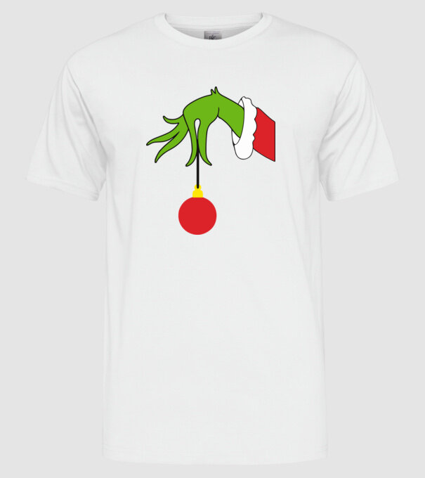 Grinch hand model alb pe tricou