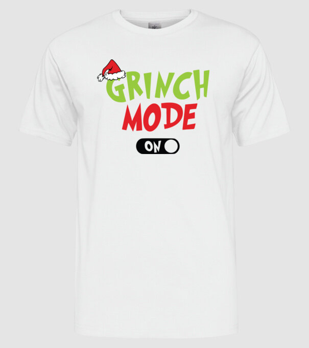 Grinch Mode model alb pe tricou