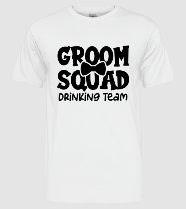Groom Squad model alb pe tricou