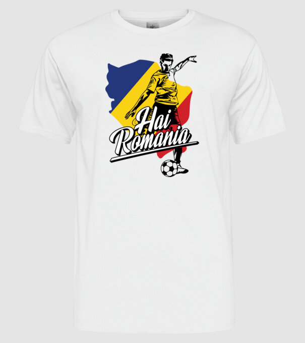 Hai romania fotbal model alb pe tricou