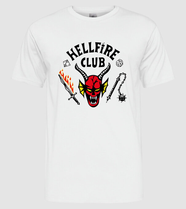 HELLFIRE CLUB model alb pe tricou