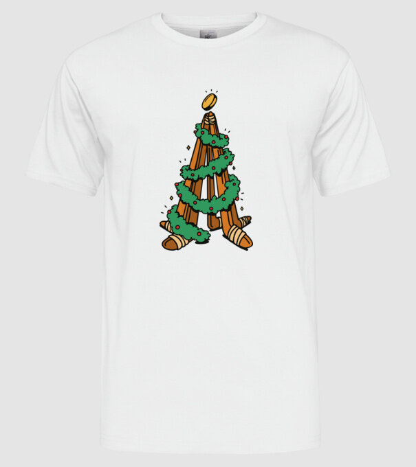 Hockey tree model alb pe tricou