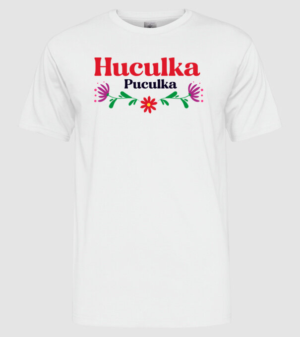 Huculka Puculka model alb pe tricou