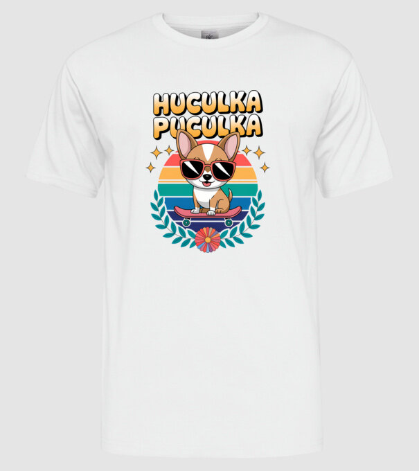 Huculka Puculka Câine 2 model alb pe tricou