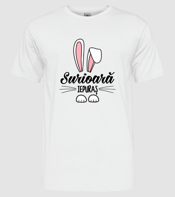 Iepuraș surioară model alb pe tricou