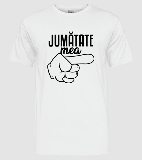 Jumătate a mea model alb pe tricou