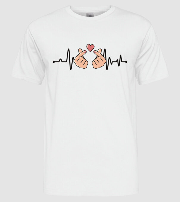 Kpop heartbeaT model alb pe tricou