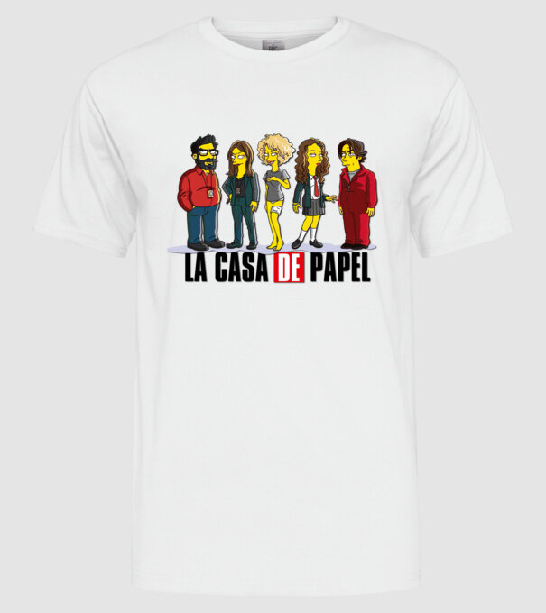 la casa de papel simpson model alb pe tricou