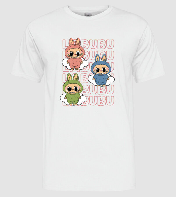 LABUBU model alb pe tricou
