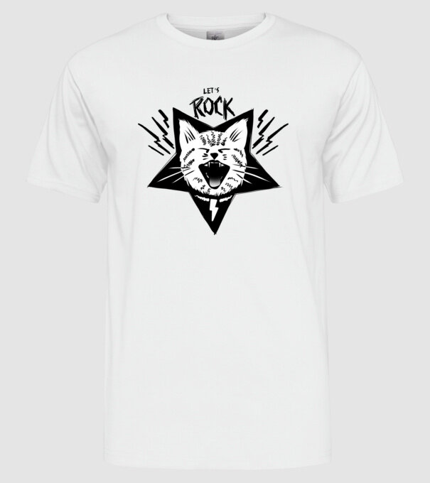 Let's Rock model alb pe tricou