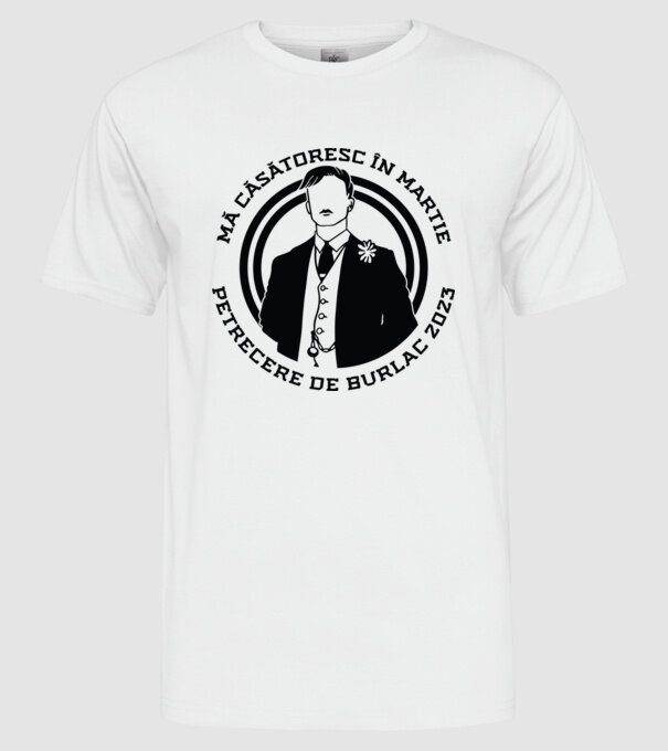 mă căsătoresc în martie - petrecere de burlac model alb pe tricou
