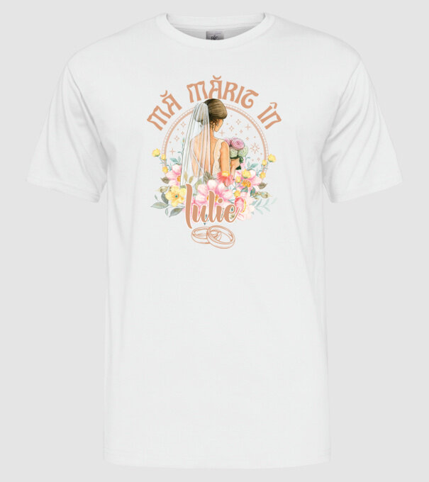 mă mărit - în iulie model alb pe tricou