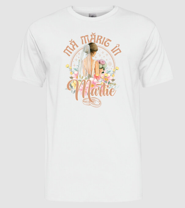mă mărit - în martie model alb pe tricou