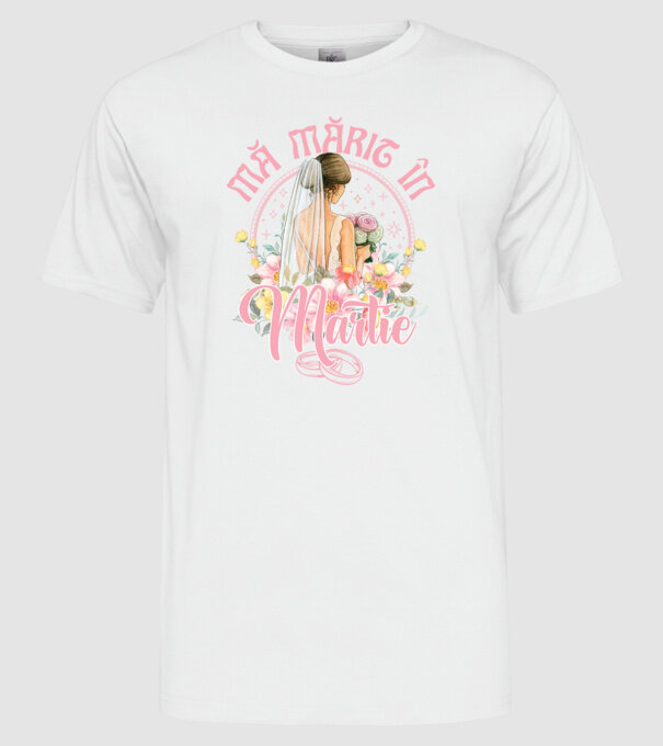 mă mărit - în martie model alb pe tricou