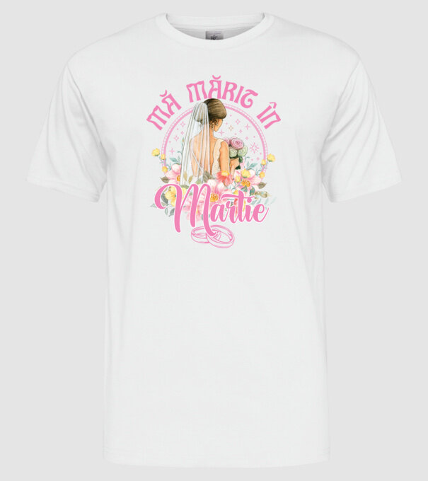 mă mărit - în martie model alb pe tricou
