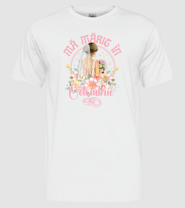 mă mărit - în octombrie model alb pe tricou