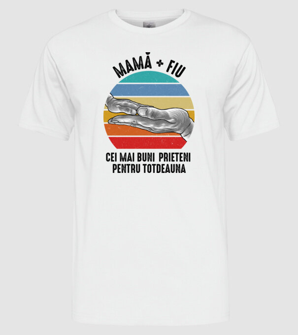Mamă + fiu - Cei mai buni prieteni pentru totdeauna model alb pe tricou