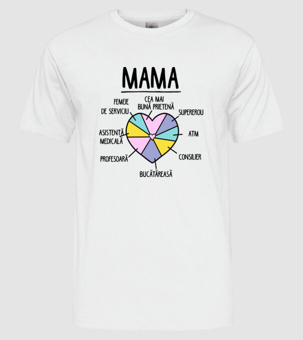 Mama cea mai bună prietenă, supererou model alb pe tricou