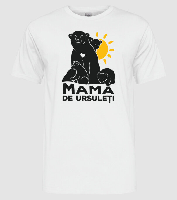 Mamă de ursuleți model alb pe tricou