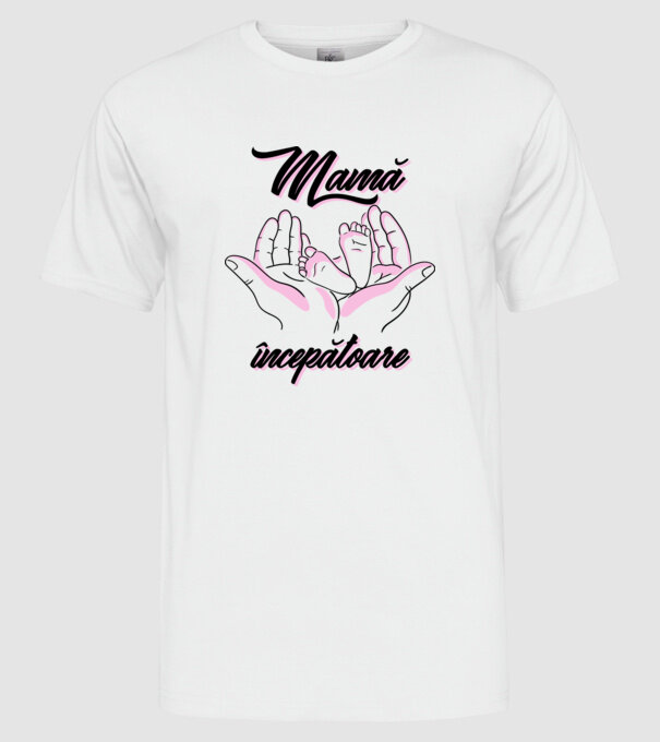 Mamă începătoare model alb pe tricou