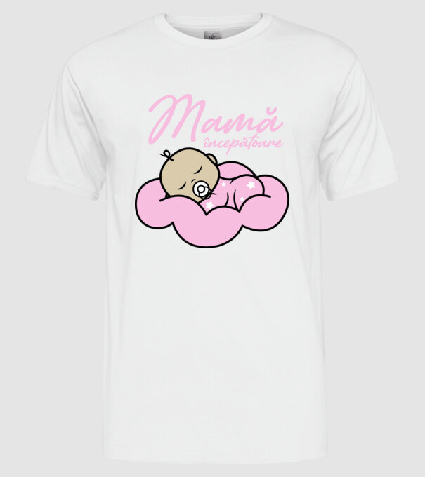 Mamă începătoare model alb pe tricou