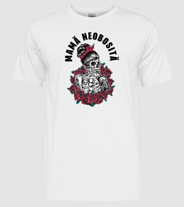 Mamă neobosită model alb pe tricou