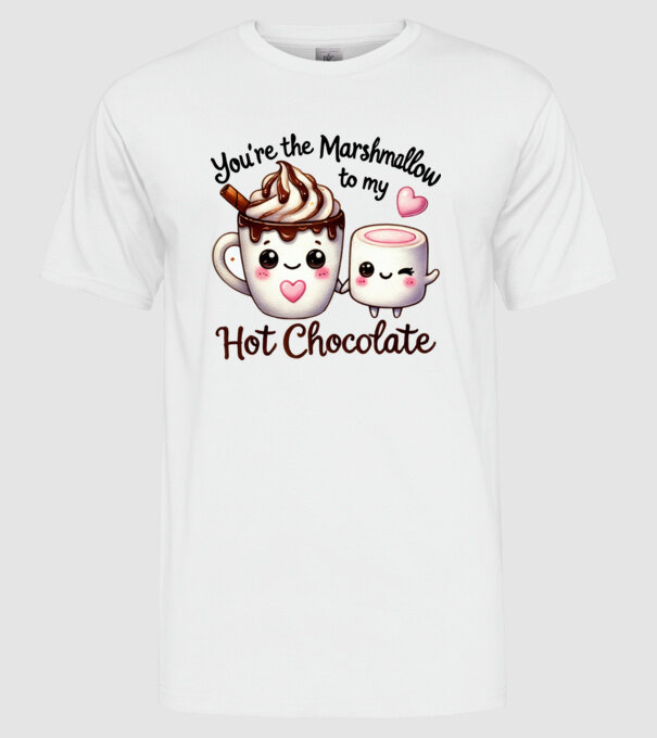 Marshmallow to my Hot Chocolate model alb pe tricou