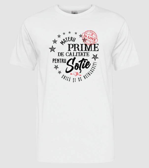 Materii prime de calitate pentru soție model alb pe tricou