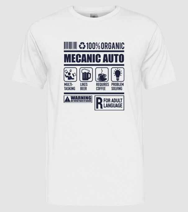 MECANIC AUTO model alb pe tricou
