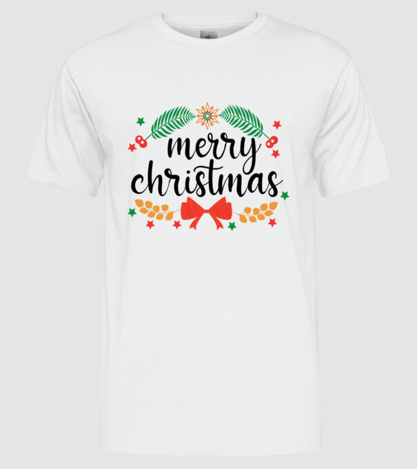 Merry christmas model alb pe tricou