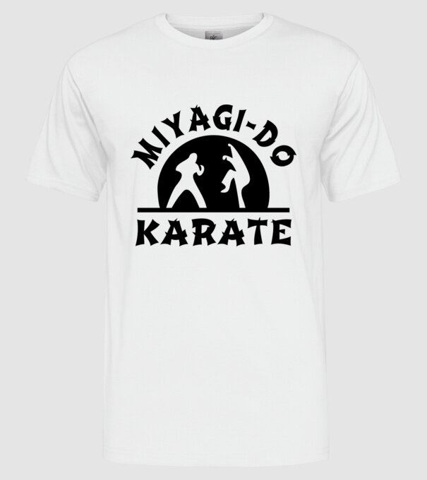 Miyagi-do karate black model alb pe tricou