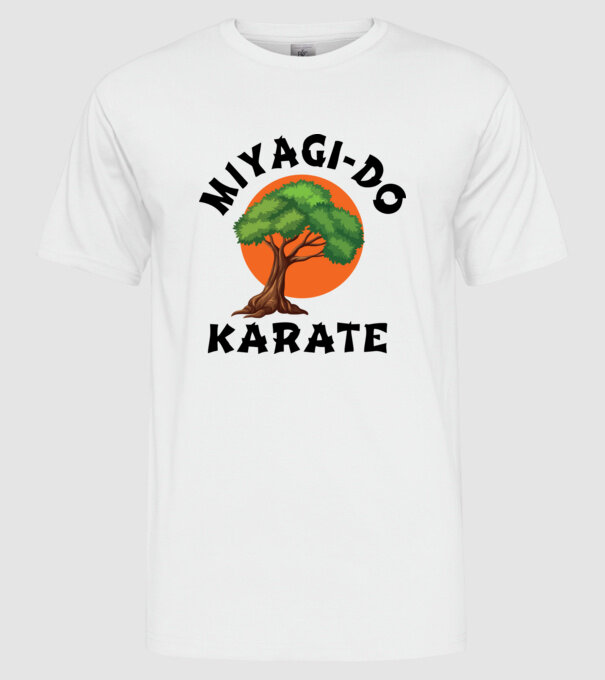 Miyagi-do karate logo model alb pe tricou
