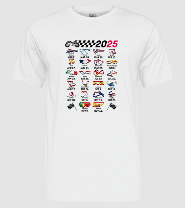 MOTOGP 25 CALENDAR alb model alb pe tricou