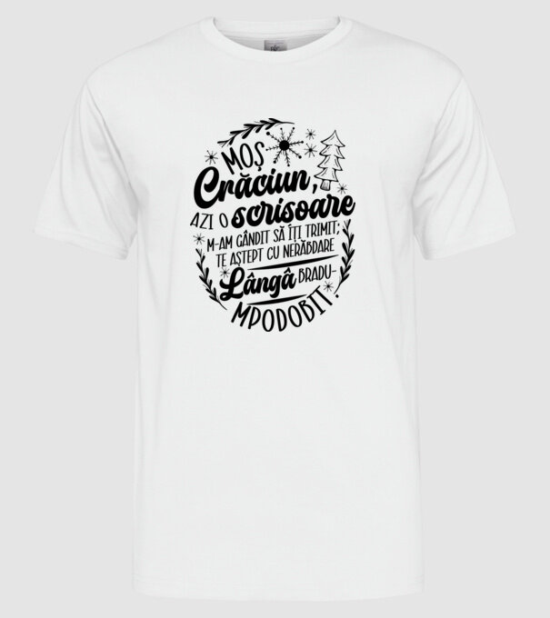 Moş Crăciun model alb pe tricou