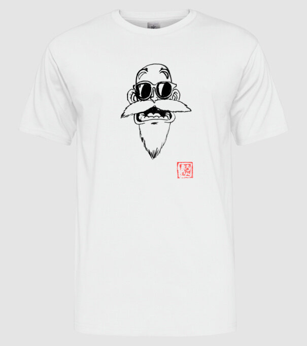 muten roshi art model alb pe tricou