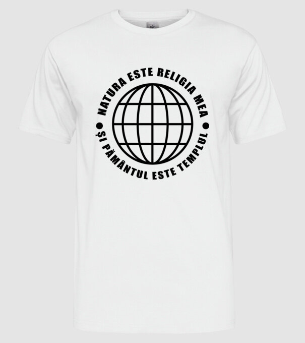 Natura este religia mea model alb pe tricou