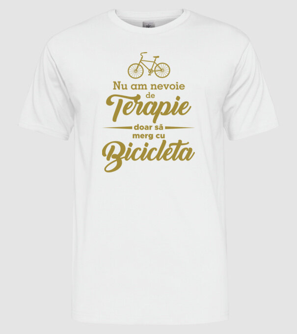 nu am nevoie de terapie, doar să merg cu bicicleta model alb pe tricou