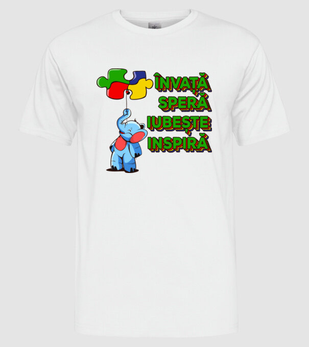 Învață, speră, iubește, inspiră model alb pe tricou