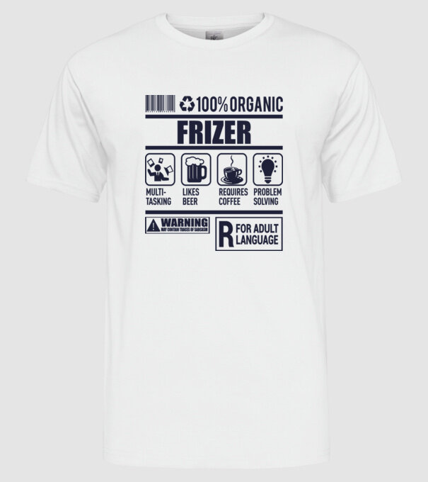 Organic_FRIZER model alb pe tricou