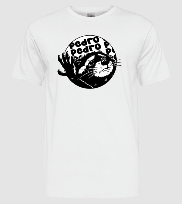 Pedro circle model alb pe tricou