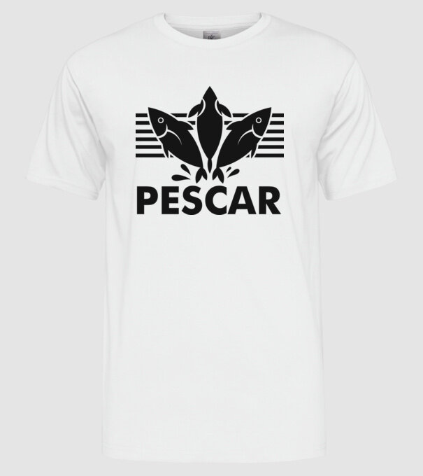 Pescar original model alb pe tricou