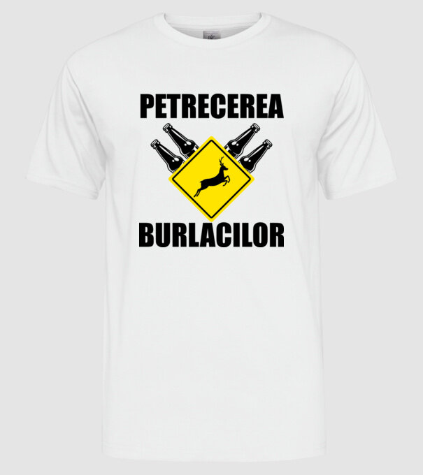 petrecerea burlacilor model alb pe tricou
