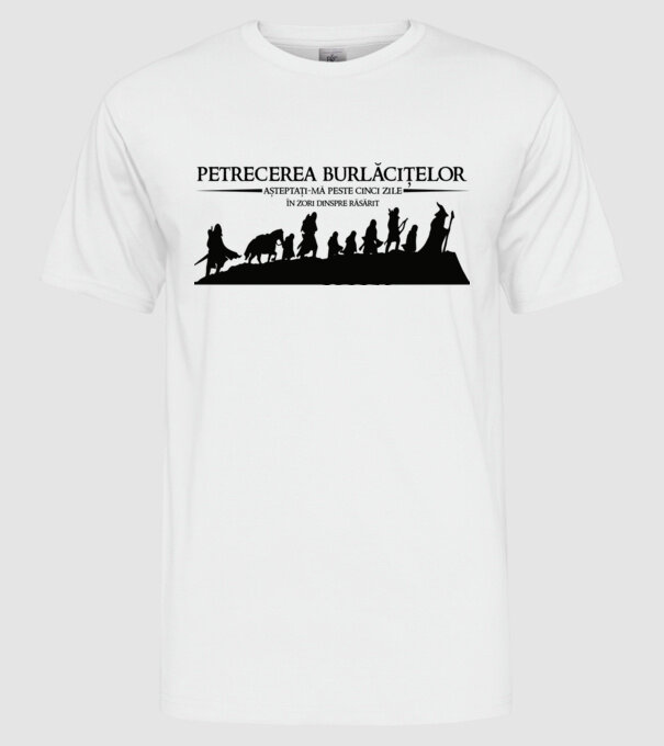 petrecerea burlăcițelor - așteptați-mă peste cinci zile - în zori dinspre răsărit model alb pe tricou